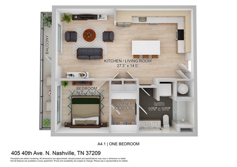 a 1 bedroom floor plan